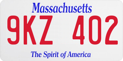 MA license plate 9KZ402
