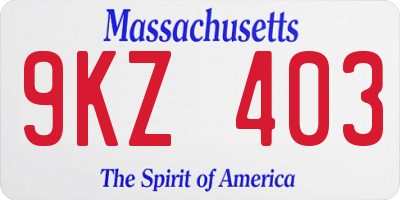 MA license plate 9KZ403