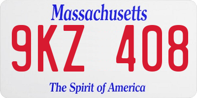 MA license plate 9KZ408