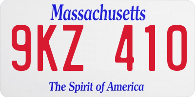 MA license plate 9KZ410
