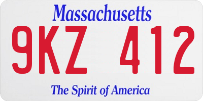 MA license plate 9KZ412