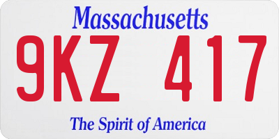 MA license plate 9KZ417