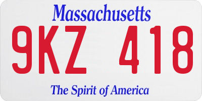 MA license plate 9KZ418