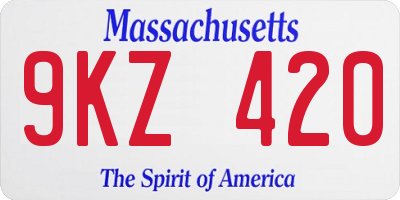 MA license plate 9KZ420