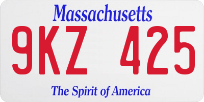 MA license plate 9KZ425