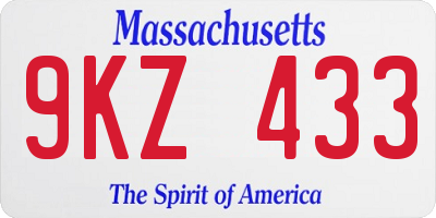 MA license plate 9KZ433