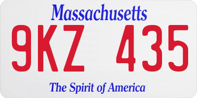 MA license plate 9KZ435