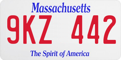 MA license plate 9KZ442