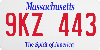MA license plate 9KZ443