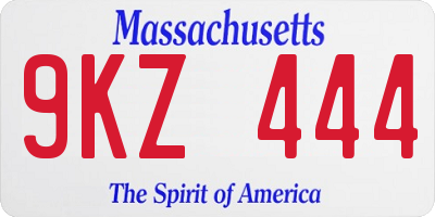 MA license plate 9KZ444