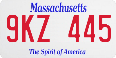 MA license plate 9KZ445