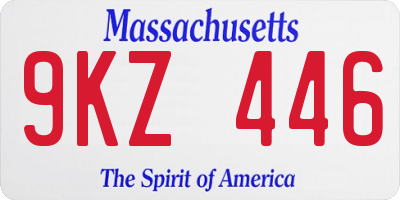 MA license plate 9KZ446
