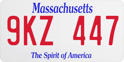 MA license plate 9KZ447