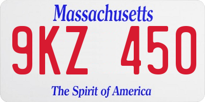 MA license plate 9KZ450