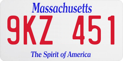 MA license plate 9KZ451