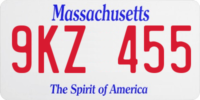 MA license plate 9KZ455