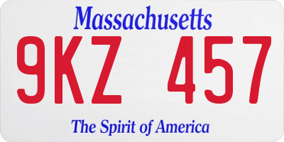 MA license plate 9KZ457