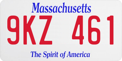 MA license plate 9KZ461