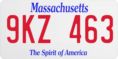 MA license plate 9KZ463