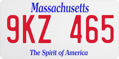 MA license plate 9KZ465