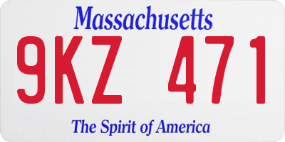 MA license plate 9KZ471