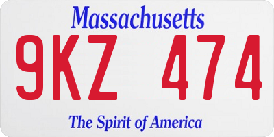 MA license plate 9KZ474