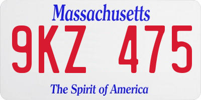 MA license plate 9KZ475