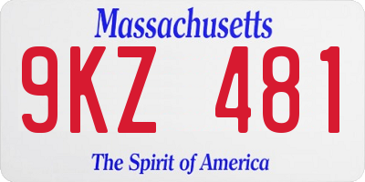 MA license plate 9KZ481