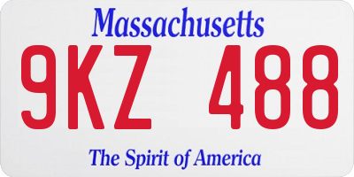 MA license plate 9KZ488