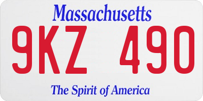 MA license plate 9KZ490