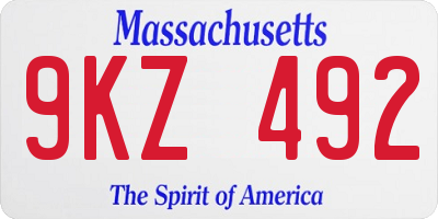 MA license plate 9KZ492