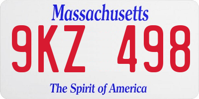 MA license plate 9KZ498