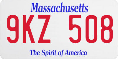 MA license plate 9KZ508