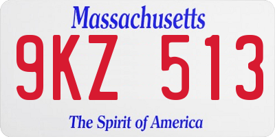 MA license plate 9KZ513