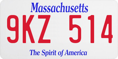 MA license plate 9KZ514