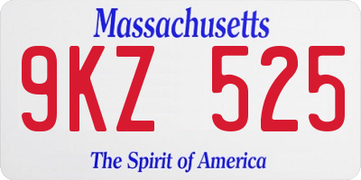 MA license plate 9KZ525