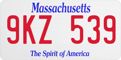 MA license plate 9KZ539