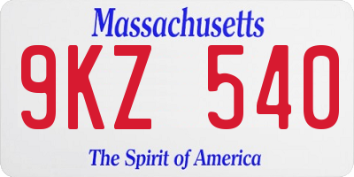 MA license plate 9KZ540