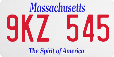 MA license plate 9KZ545