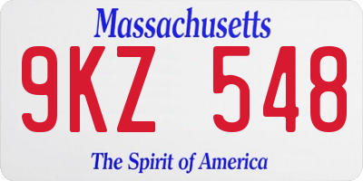 MA license plate 9KZ548
