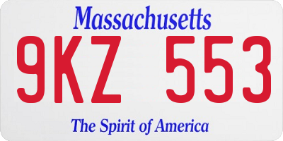 MA license plate 9KZ553