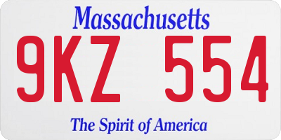 MA license plate 9KZ554