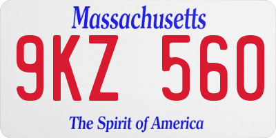 MA license plate 9KZ560