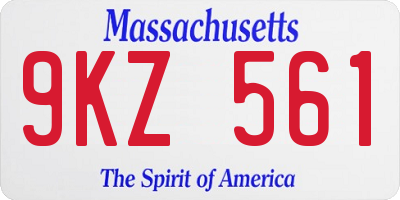 MA license plate 9KZ561