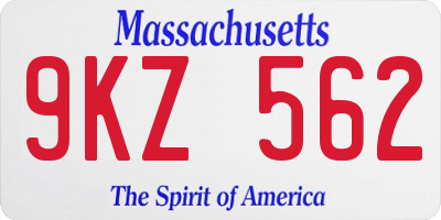 MA license plate 9KZ562