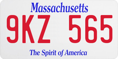 MA license plate 9KZ565