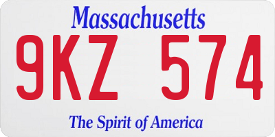 MA license plate 9KZ574