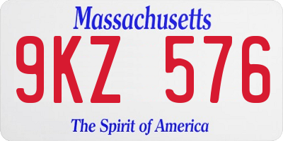 MA license plate 9KZ576