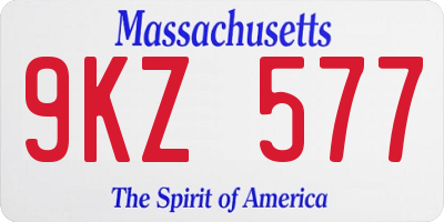 MA license plate 9KZ577