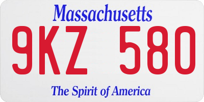 MA license plate 9KZ580